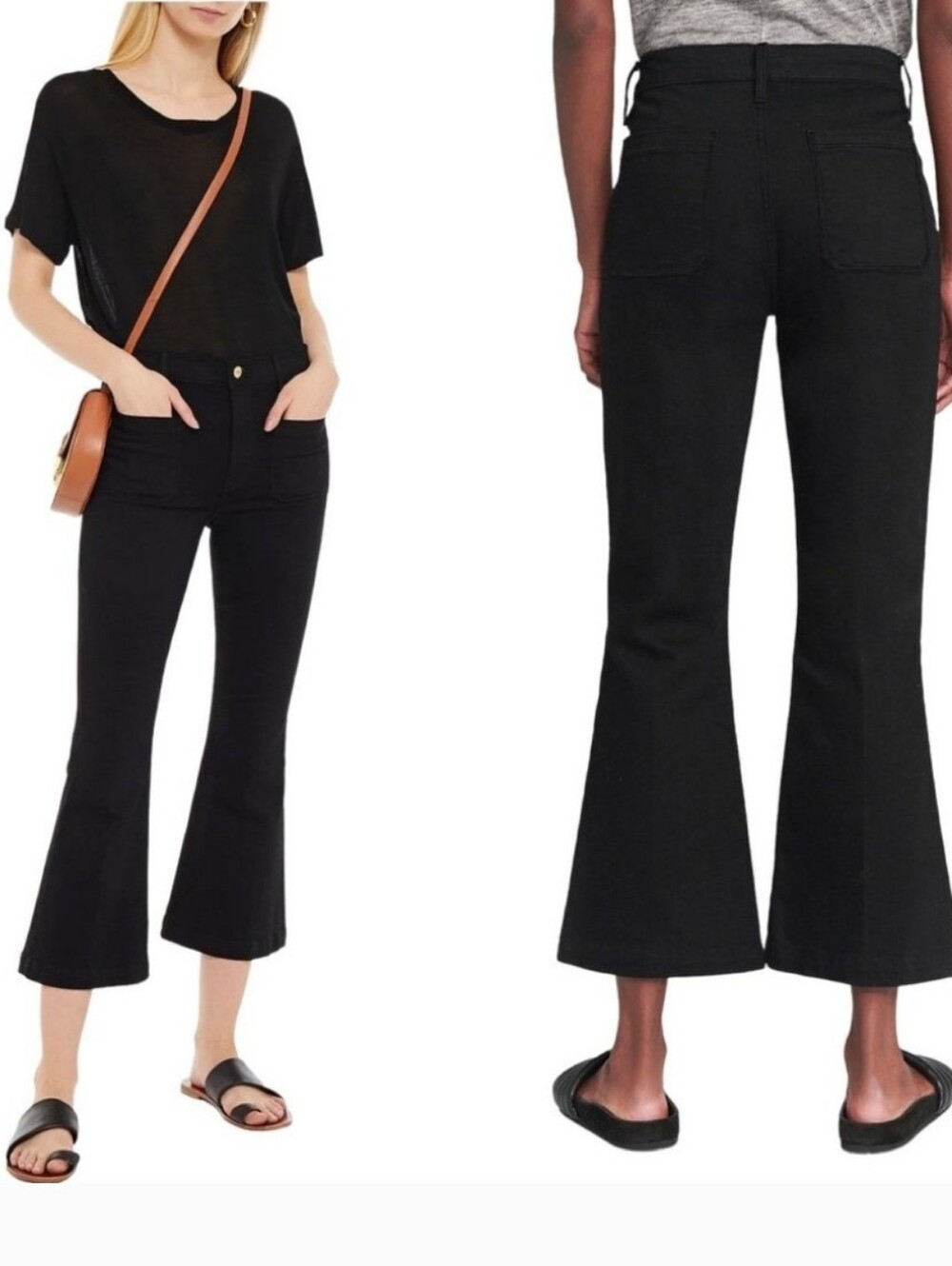 FRAME Le Bardot Crop Flare in Black Sz 27 Ankle
